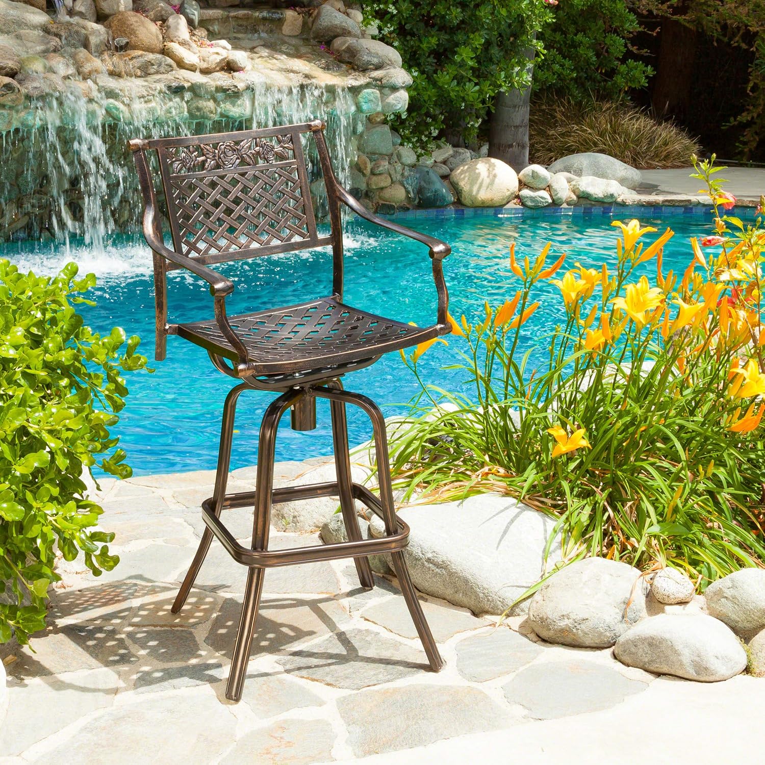 Copper Cast Aluminum Barstool with Cushion K7930