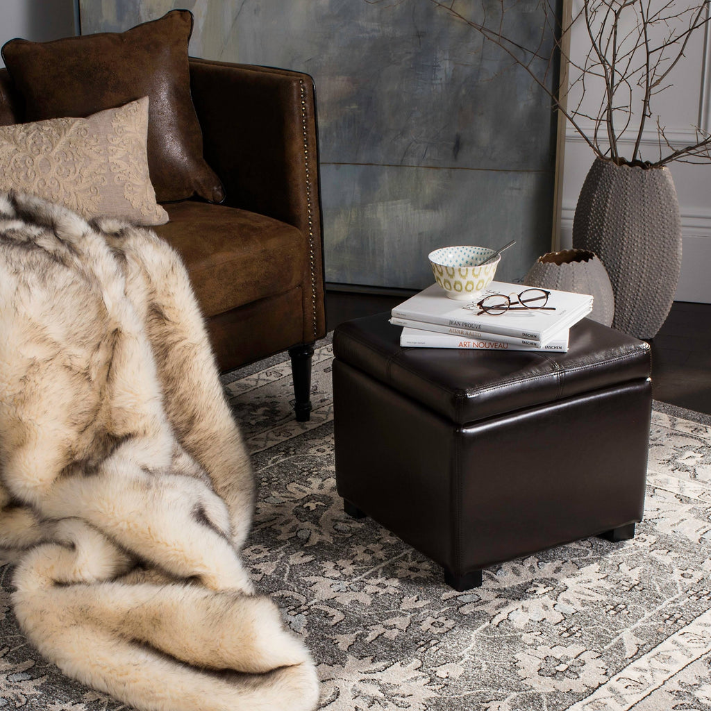 Brown Square Ottoman T81435