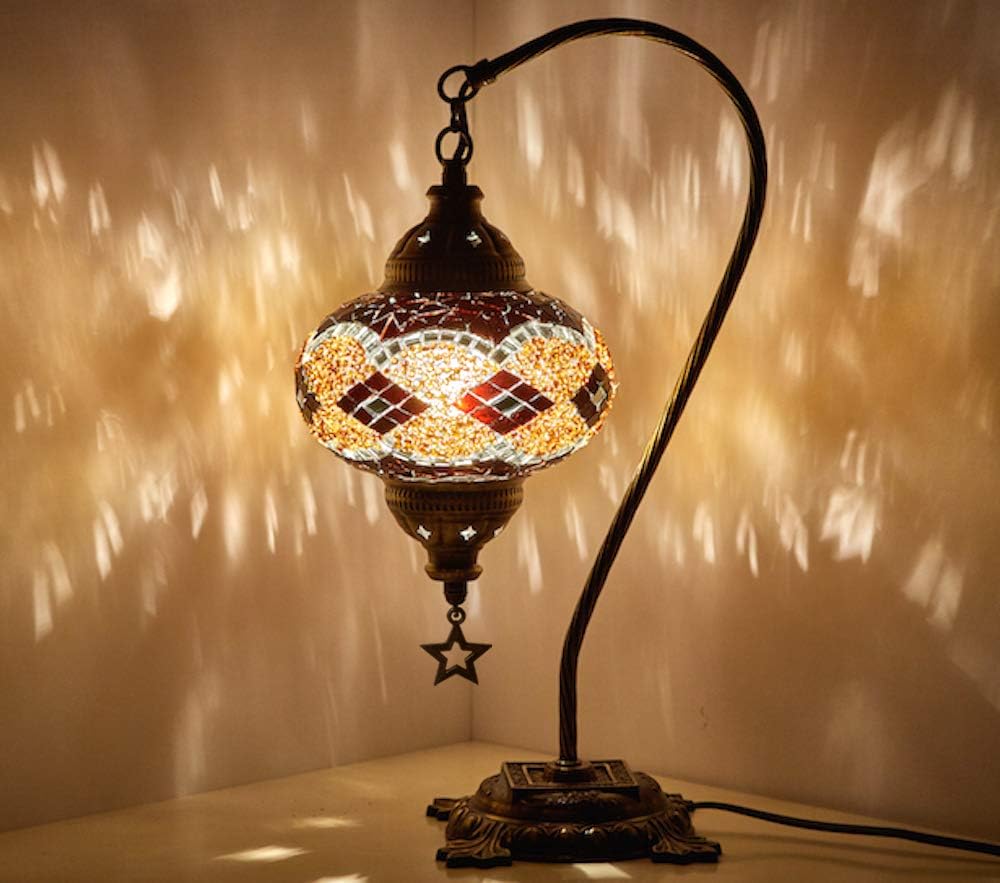 Multicolor Mosaic Gooseneck Table Lamp O244739
