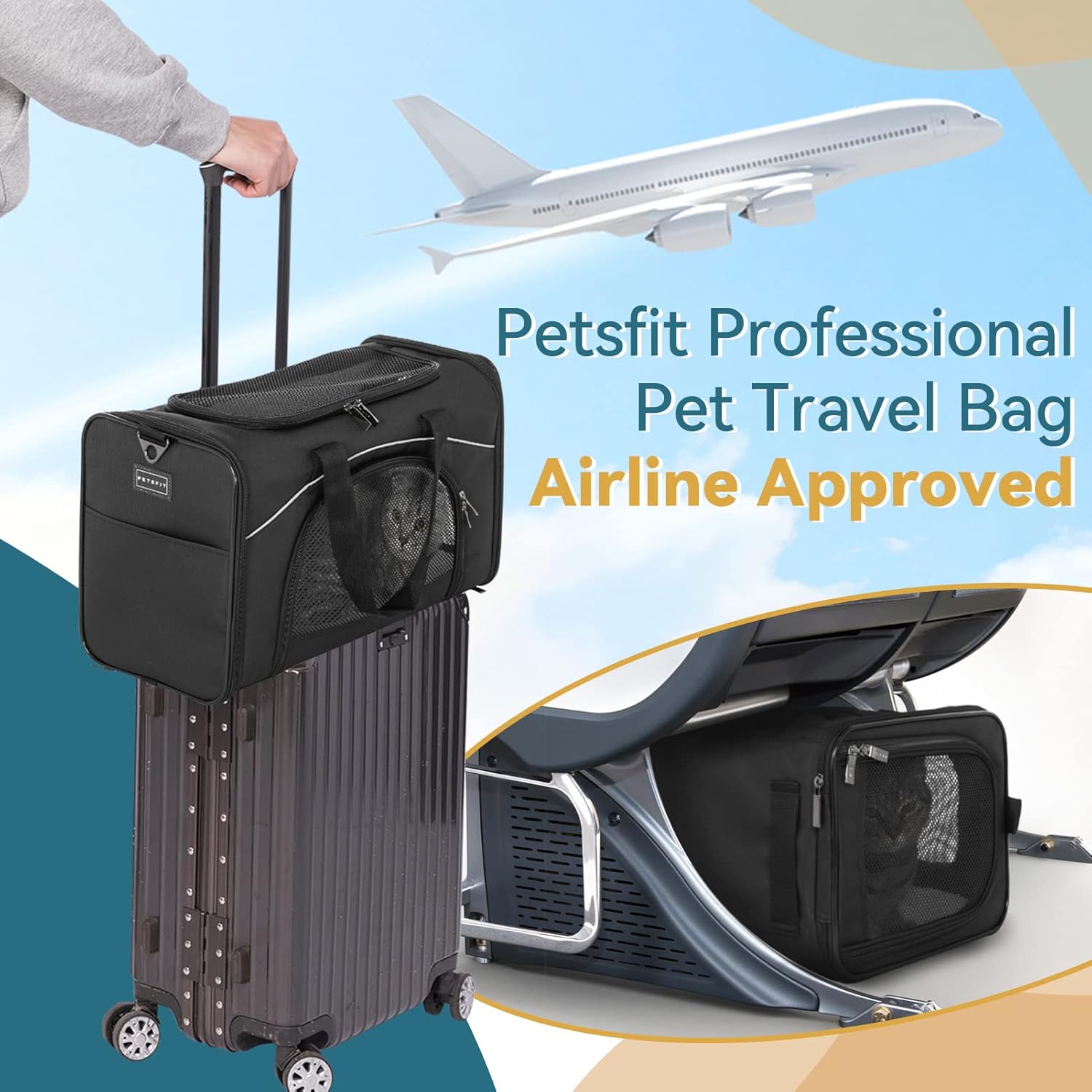 Foldable Pet Travel Carriers, Airline Approved, Washable Pack of 2 G688