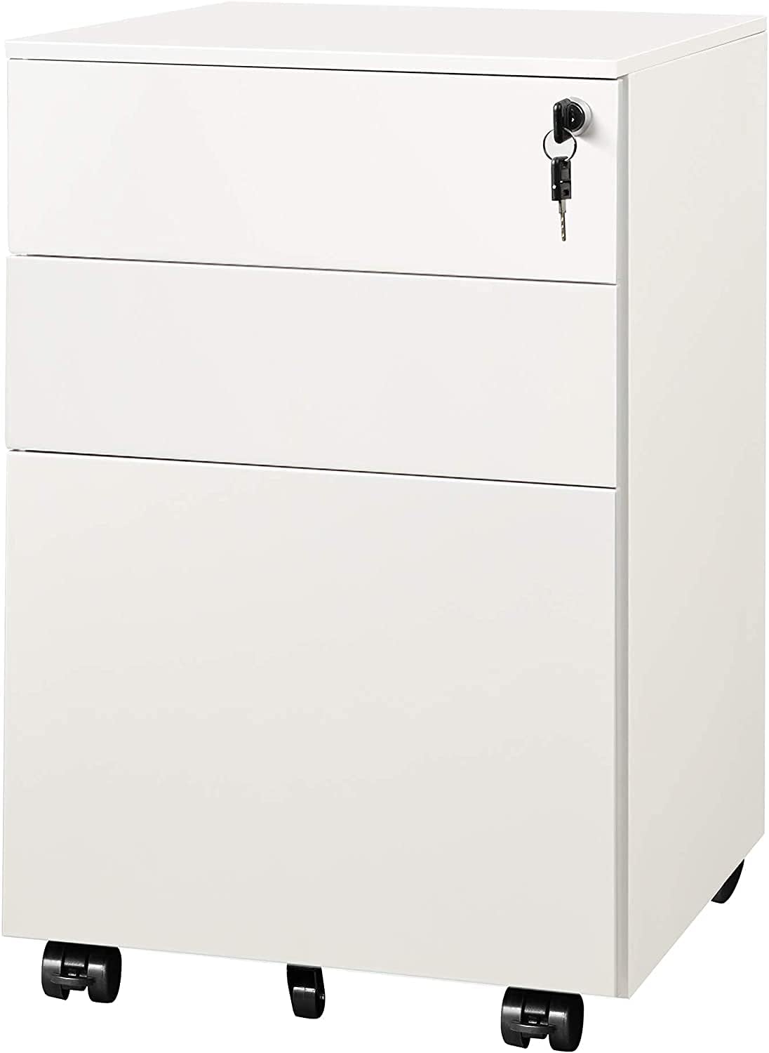 White 3 Drawer Locking File Cabinet S877912