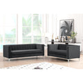 Grey Dutch Velvet Loveseat and Sofa Couch Set with Iron Legs N454