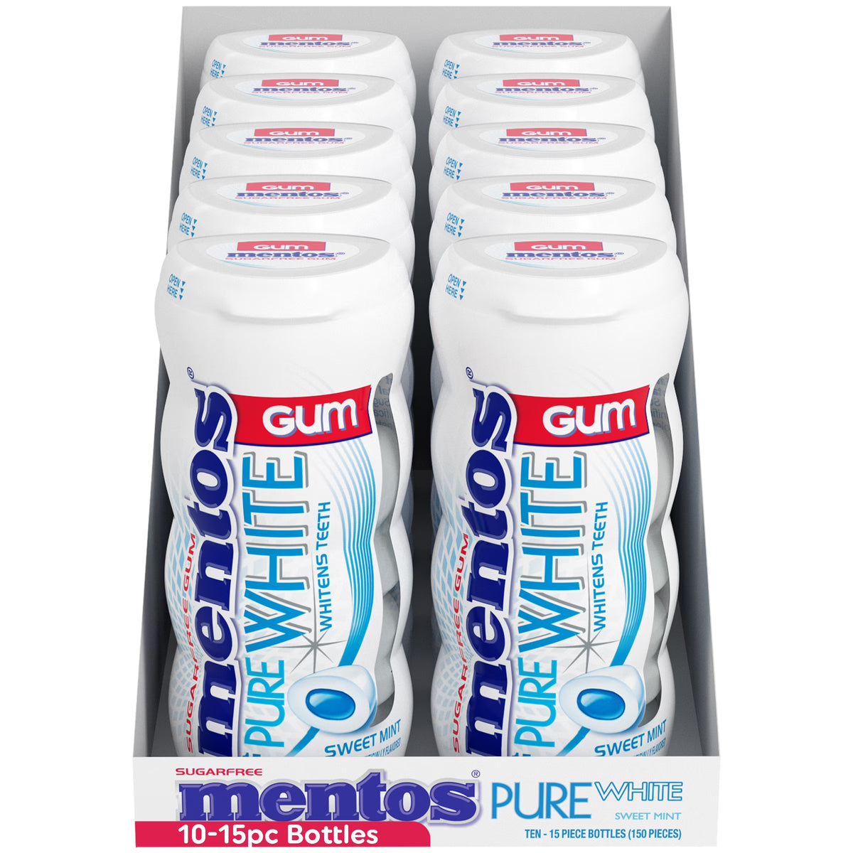 Mentos Pure White Gum Sweet Mint 15 Piece Bottle X810