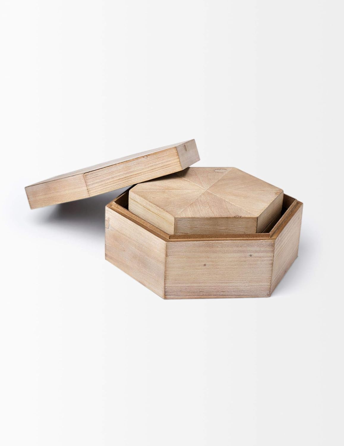 Set of 2 Light Brown Decorative Boxes F5997