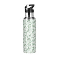White Floral Green 20 OZ Stainless Steel Water Bottle with Straw Lid T784215