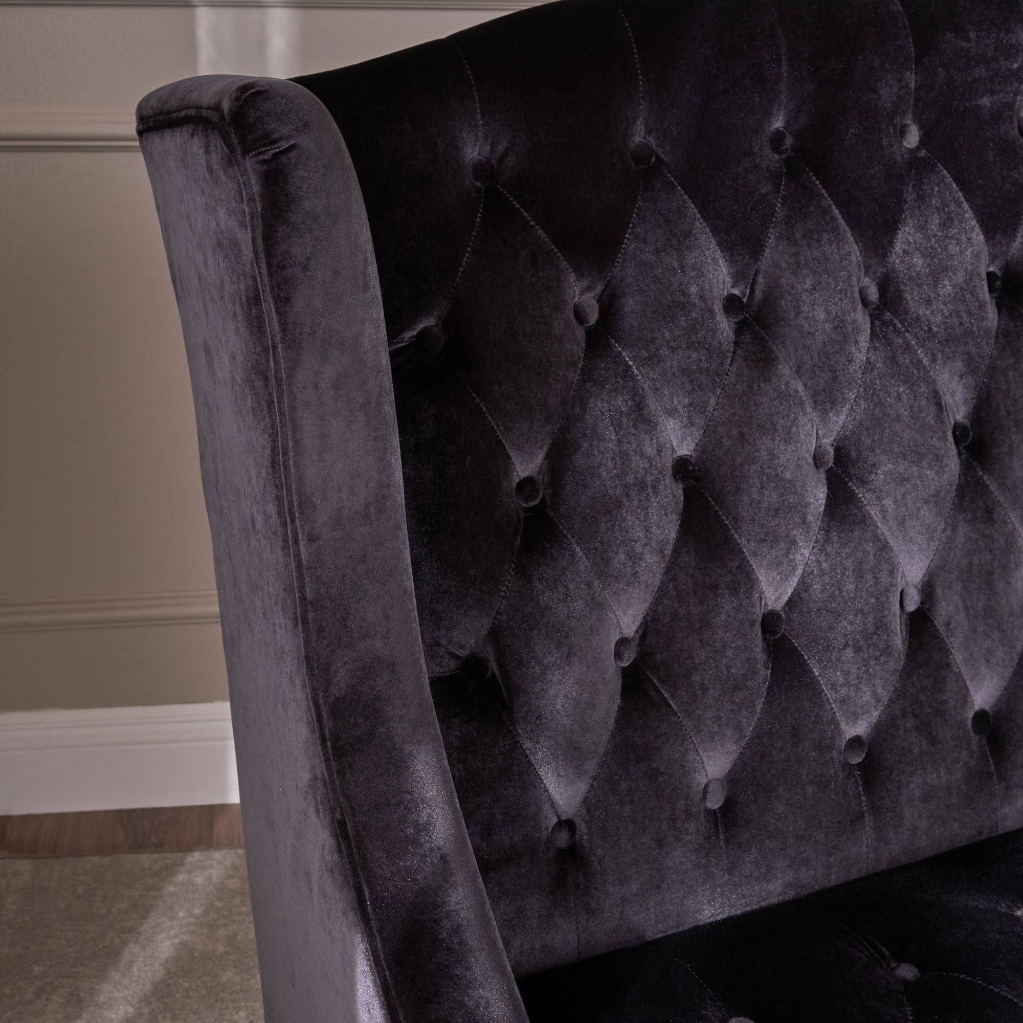 Black and Brown Tufted High Back Loveseat H54894