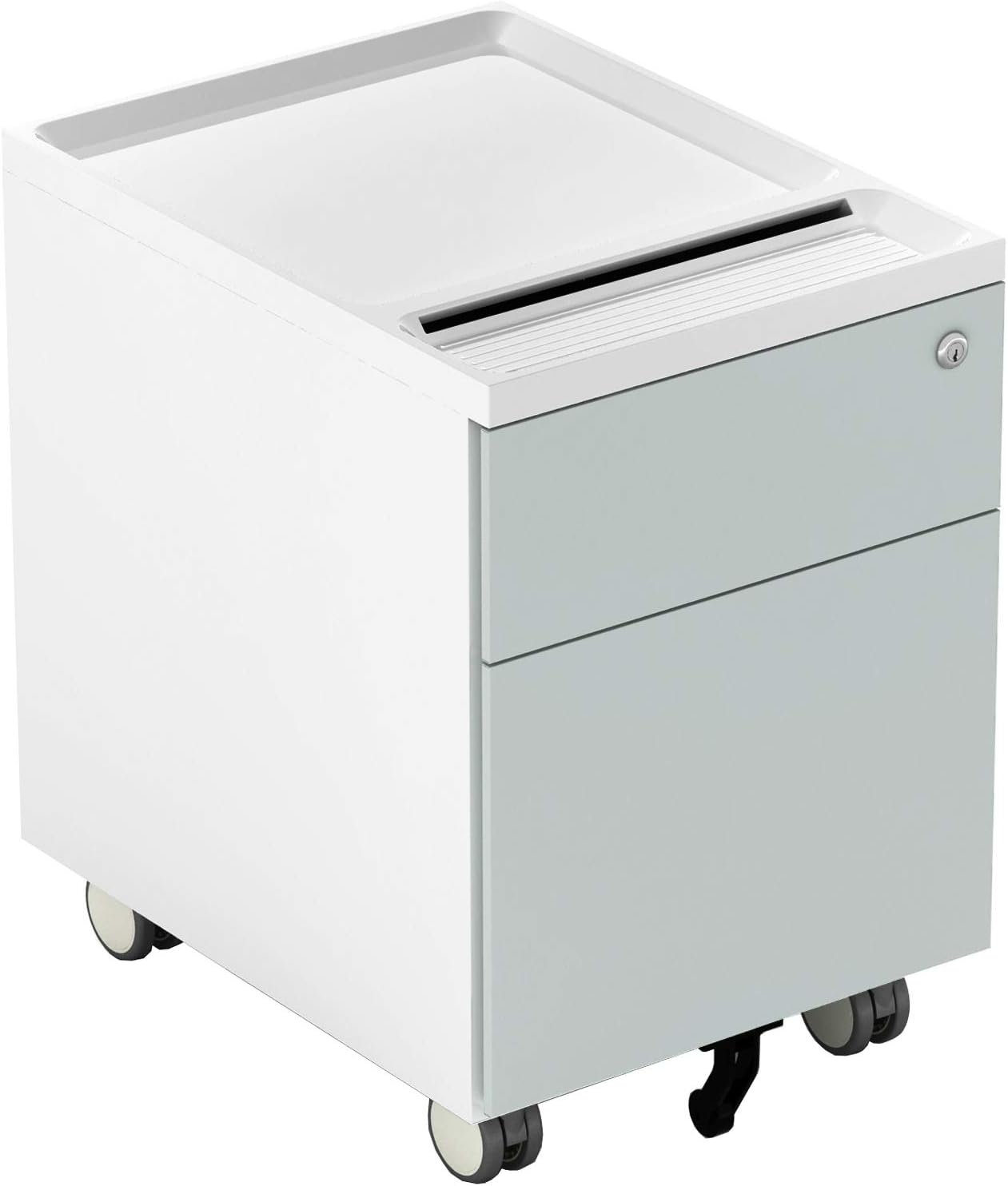 2 Drawer Metal Vertical File Cabinet with Lock and Casters O946786