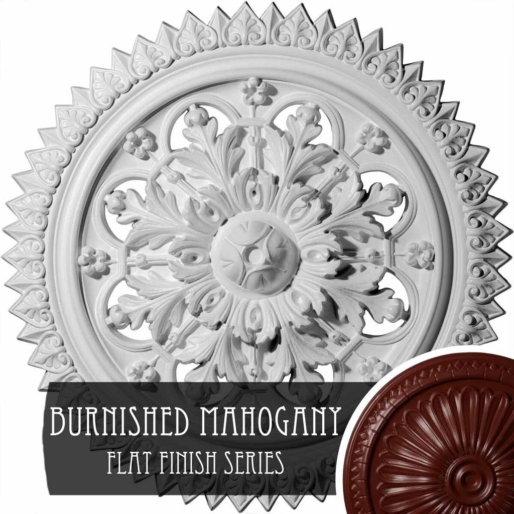21 5/8x22OD x 2 1/2x22P Hand-Painted Brushed Mahogany Ceiling Medallion P8194