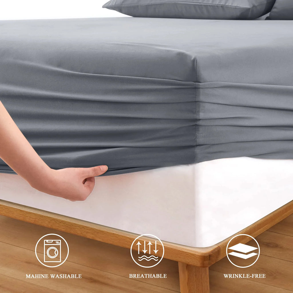 Queen Size 24 Inch Deep Pocket Microfiber Fitted Sheet Q918