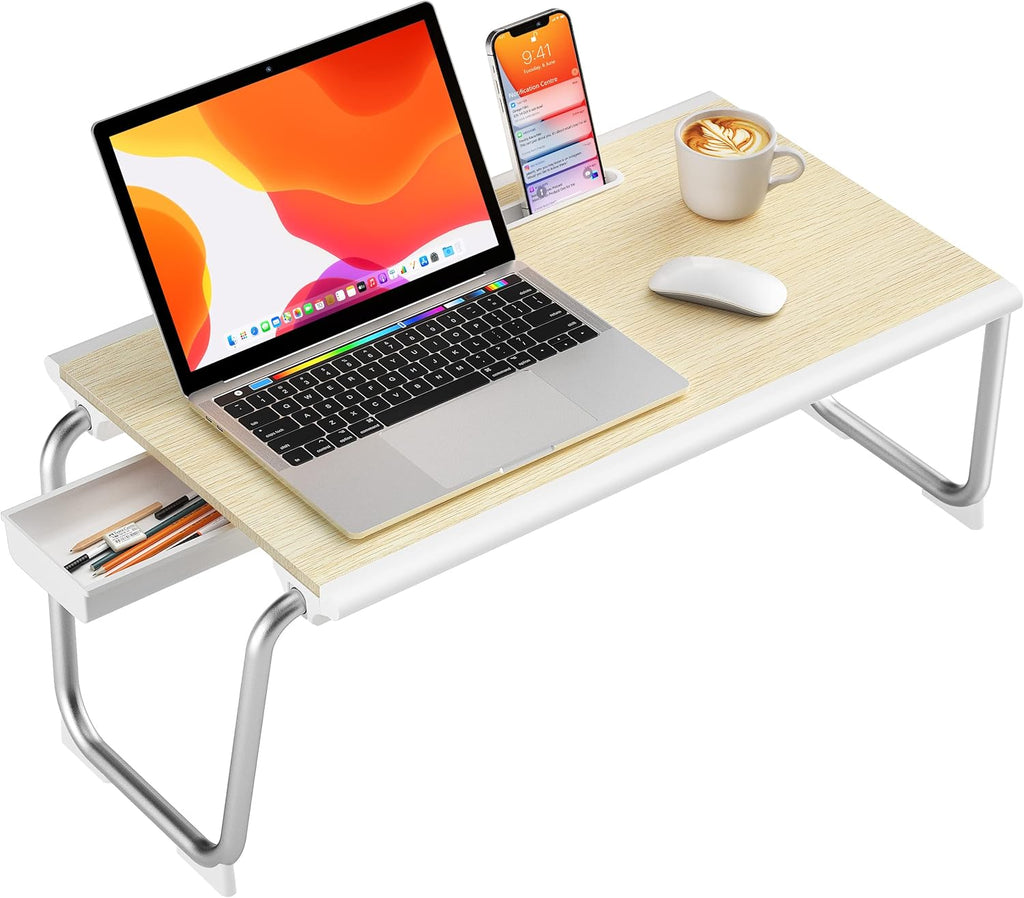 Foldable Laptop Bed Desk with Storage Drawer, Tablet Slot, 21.7x13x9.8 Inches, Pack of 2 C758989