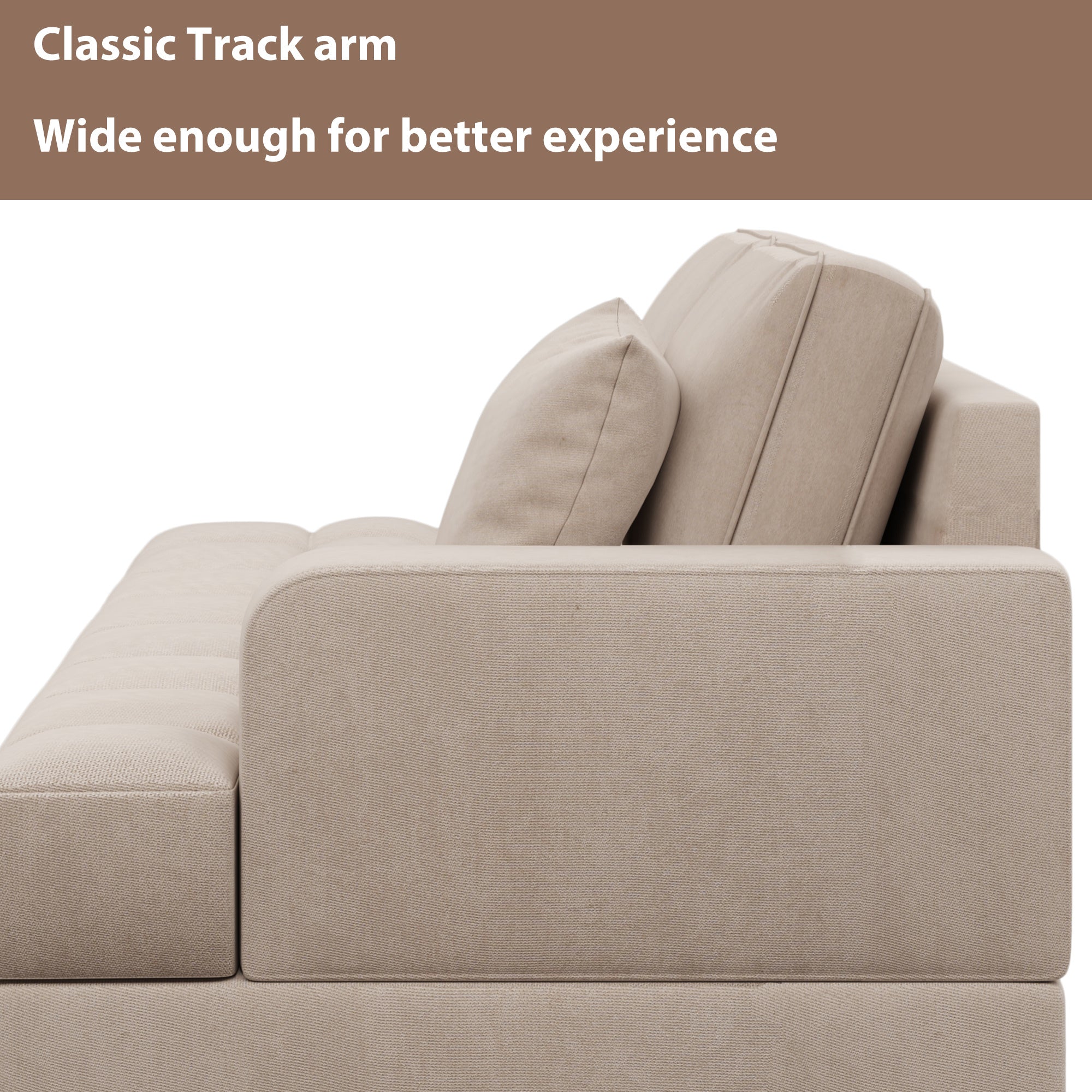 Warm Grey Tufted Fabric Chaise Lounge with Toss Pillow T929593