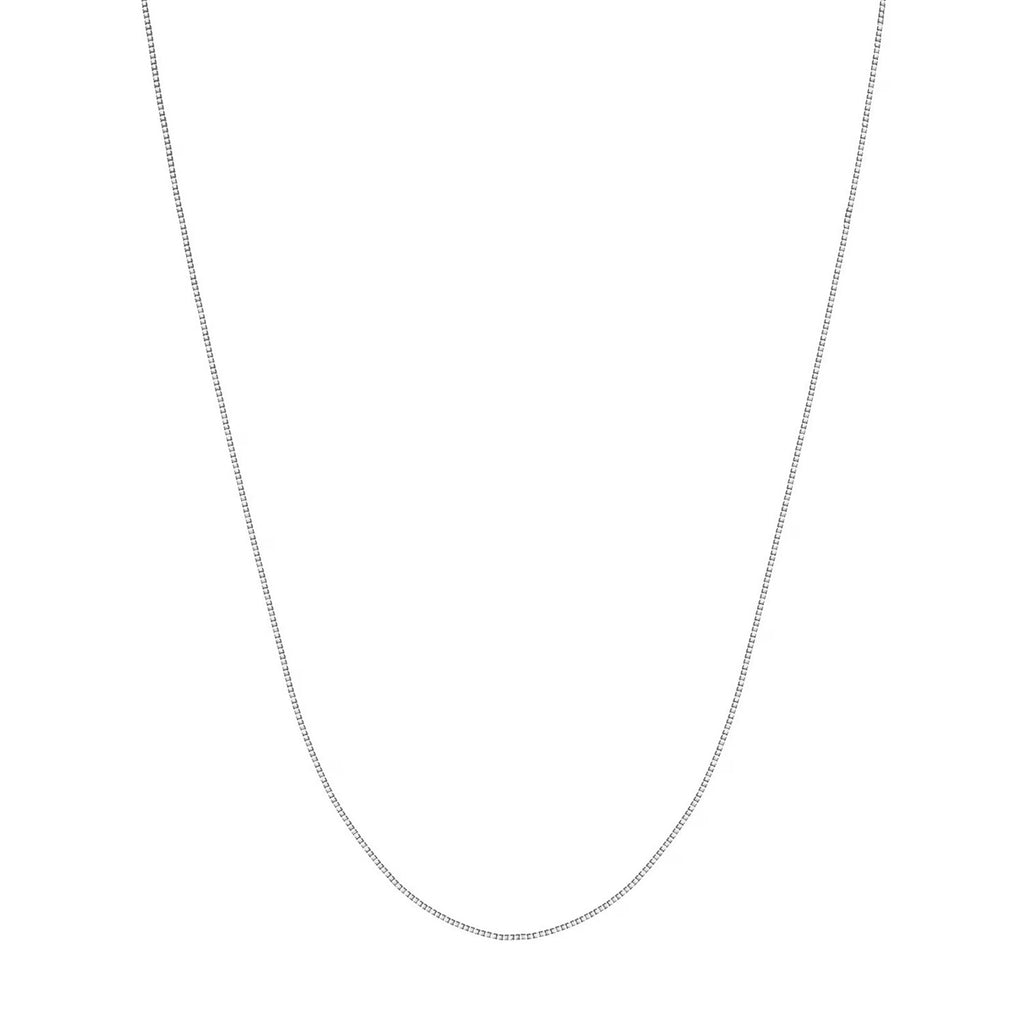 18K White Gold 0.55mm Box Chain Necklace with Lobster Lock X2363