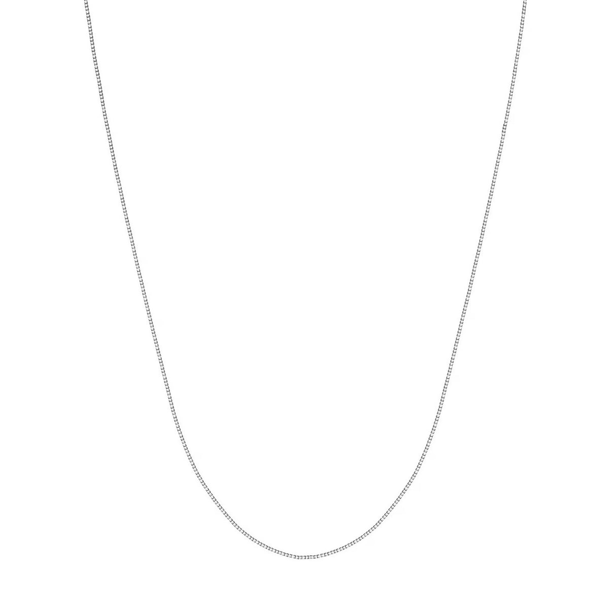18K White Gold 0.55mm Box Chain Necklace with Lobster Lock X2363