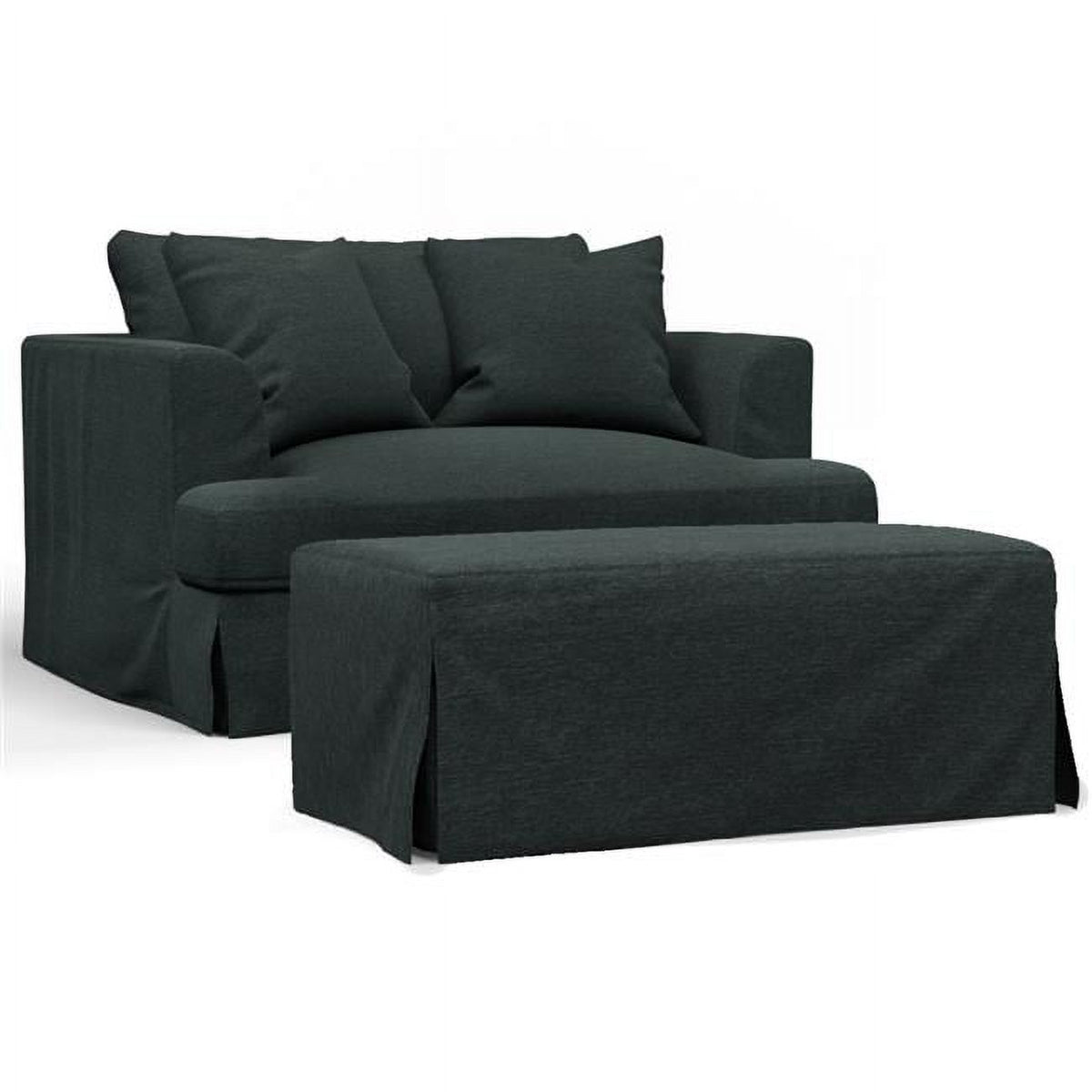 Dark Gray Slipcovered Chair & A Half Sofa with Ottoman R835