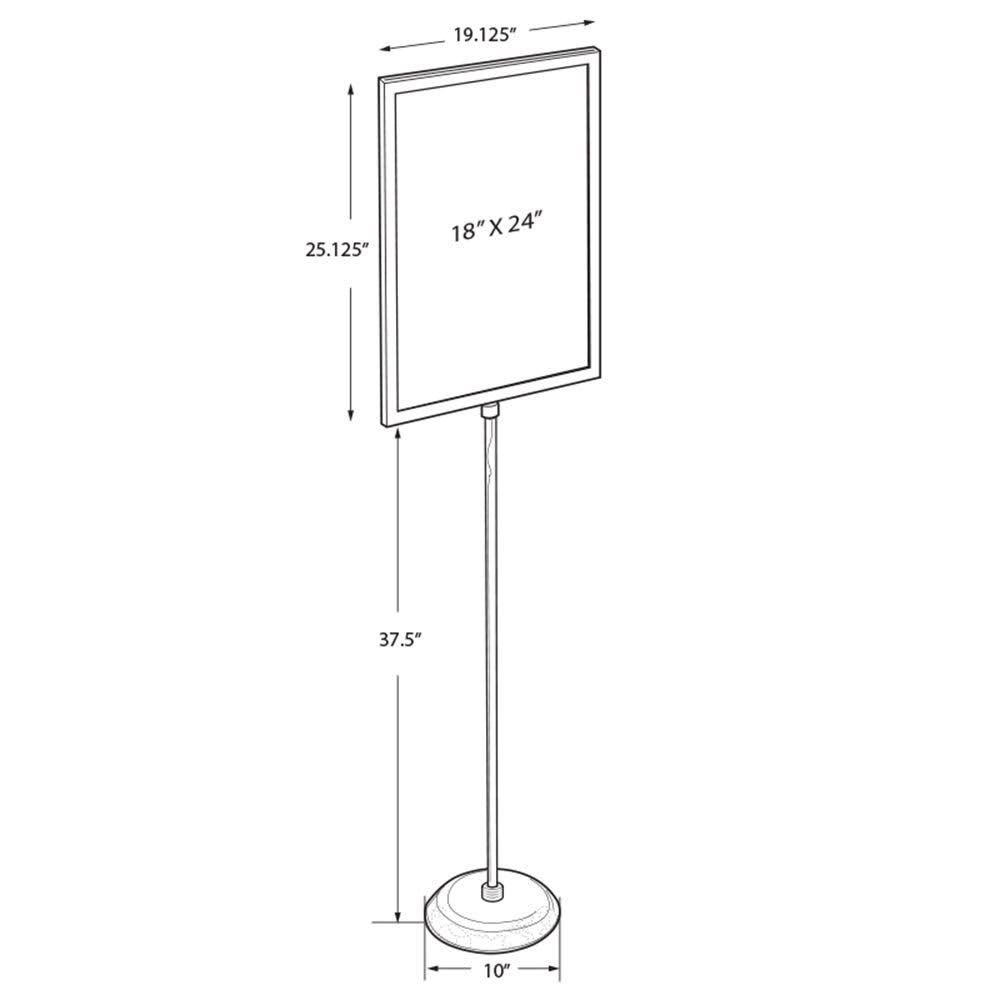 2 Sided Slide in Frame Sign Holder with Metal Pedestal Stand 24in. x 18in. Silver H389
