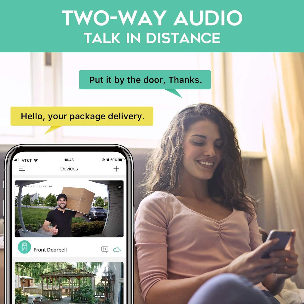 Wireless Video Doorbell Camera with Chime, 1080P HD, Pack of 2 R527358