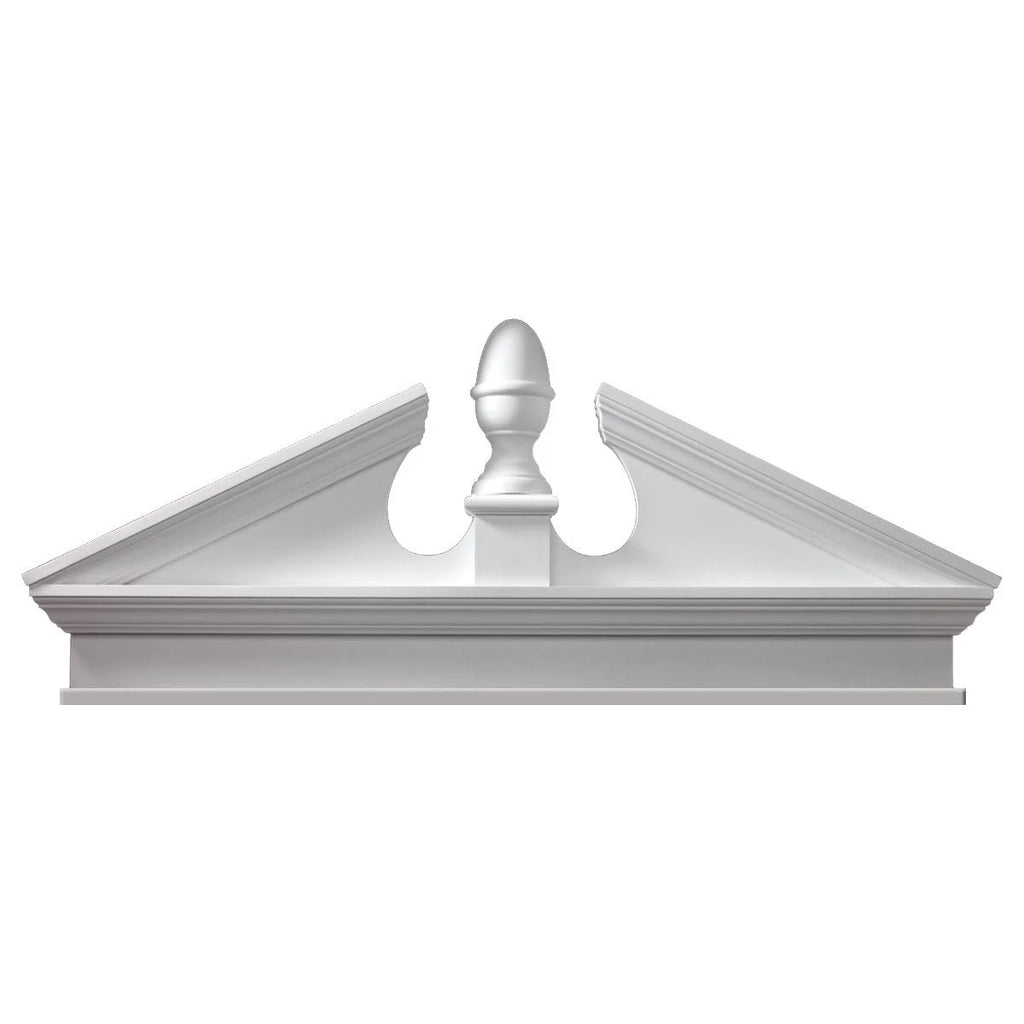 67 1/2x22W x 72x22OW x 25 1/4x22H x 3x22P Pitch 6 / 12 Combination Acorn Pediment with Bottom Trim D359