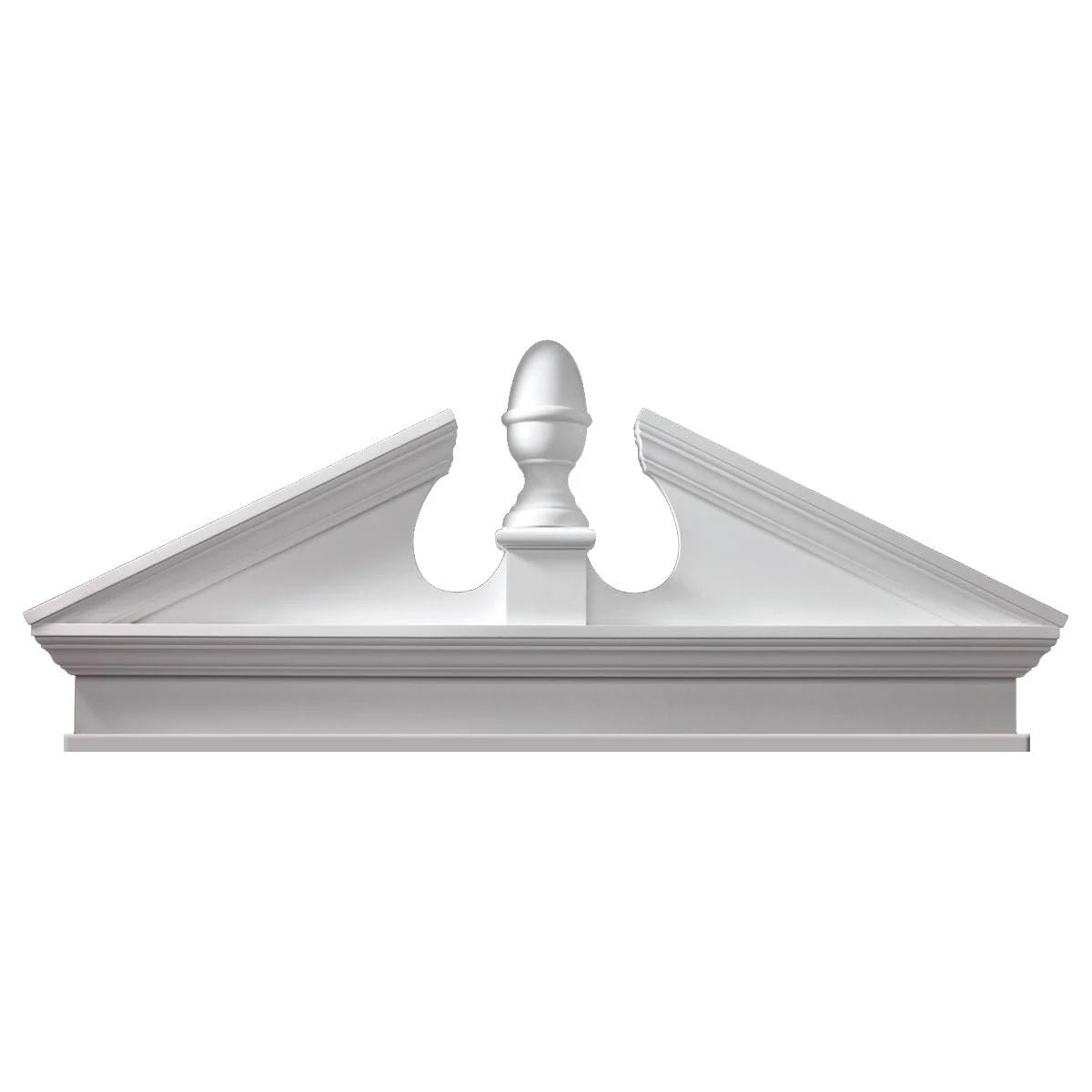 67 1/2x22W x 72x22OW x 25 1/4x22H x 3x22P Pitch 6 / 12 Combination Acorn Pediment with Bottom Trim D359