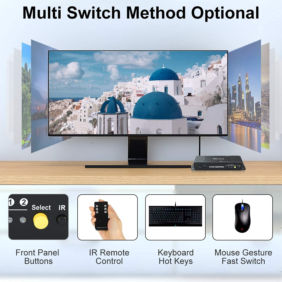 HDMI KVM Switcher 4K 60Hz USB 2.0 with 2 Pcs 5ft KVM Cables L805