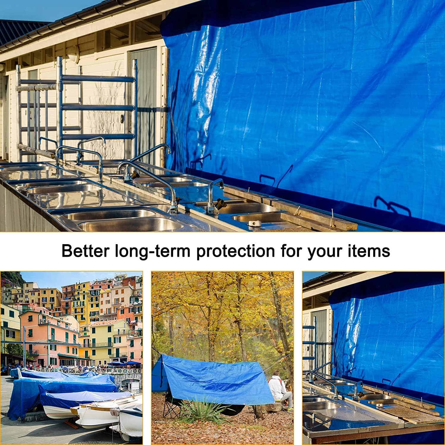 Blue Heavy Duty Waterproof 25x25 Tarpaulin with Metal Grommets D255787