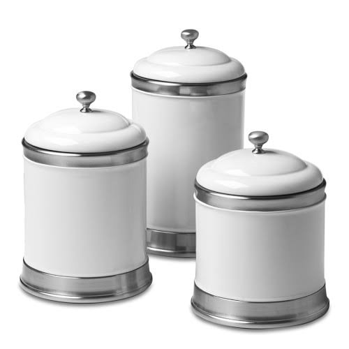White Ceramic Canisters Set of 3 P5195