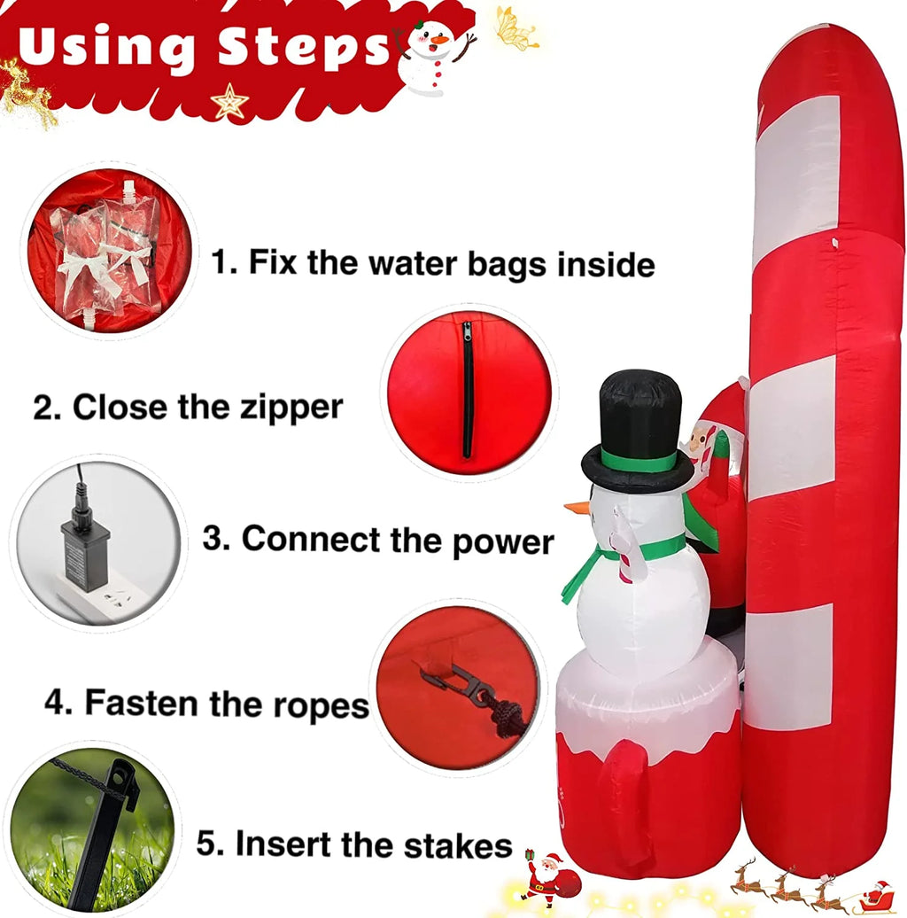 Inflatable Christmas Archway Decorations, 8 FT, LED Blow Up Outdoor Inflatables Z956