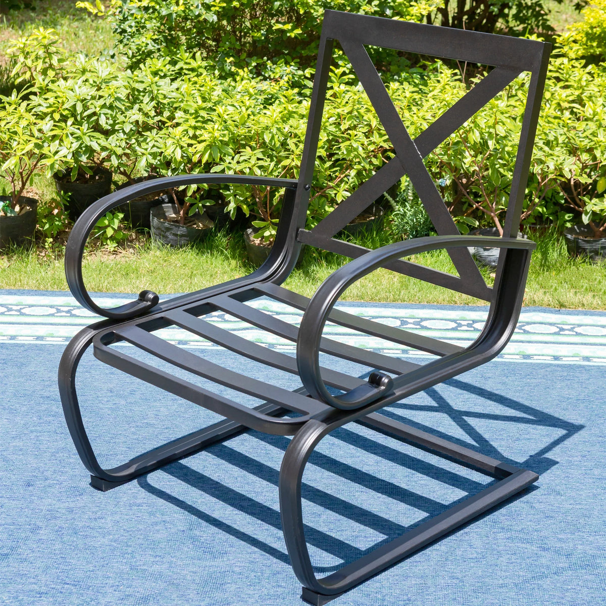 Set of 2 Outdoor Dining Chairs with Cushions, Black&Red G281