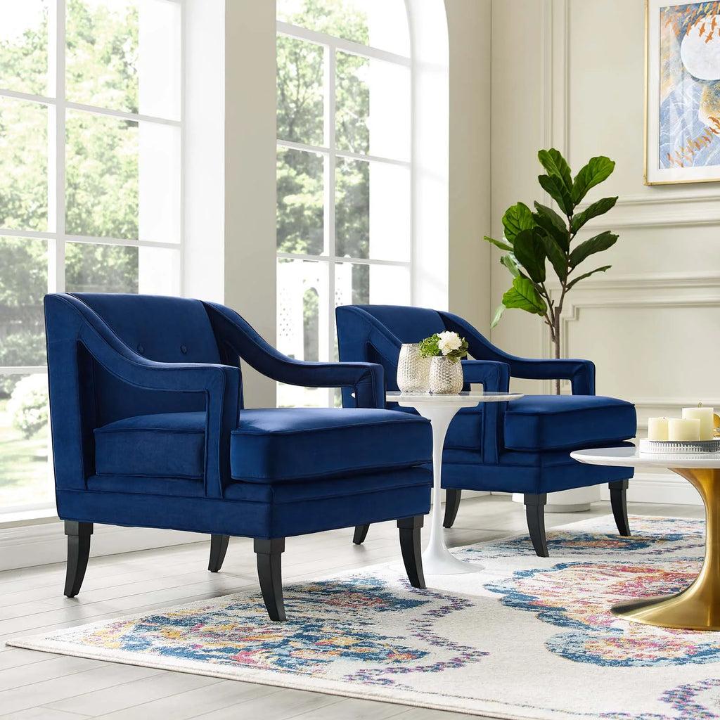 Set of 2 Blue Navy Velvet Accent Chair R9975