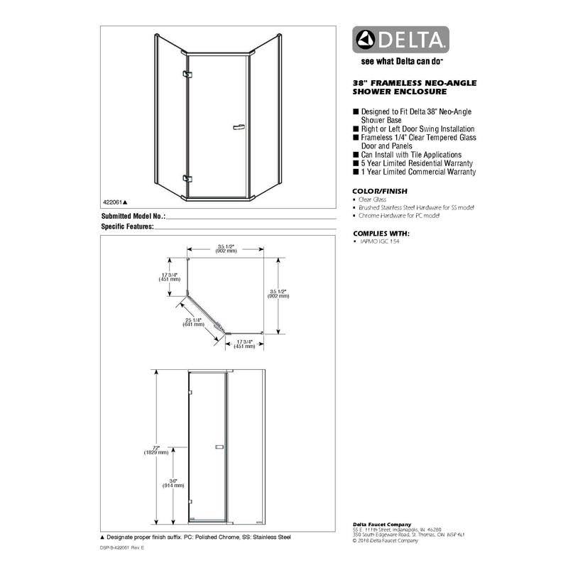 Stainless Frameless Neo-Angle Shower Kit I54808