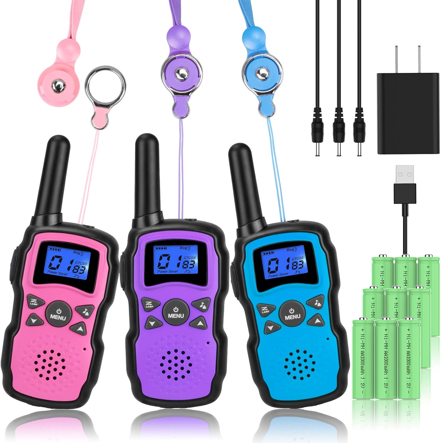 3 Pack Rechargeable Walkie Talkies with USB Charger Battery P927
