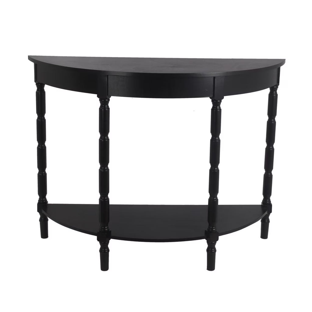 Gray Wooden Console Table with Open Shelf and Turned Legs H5277