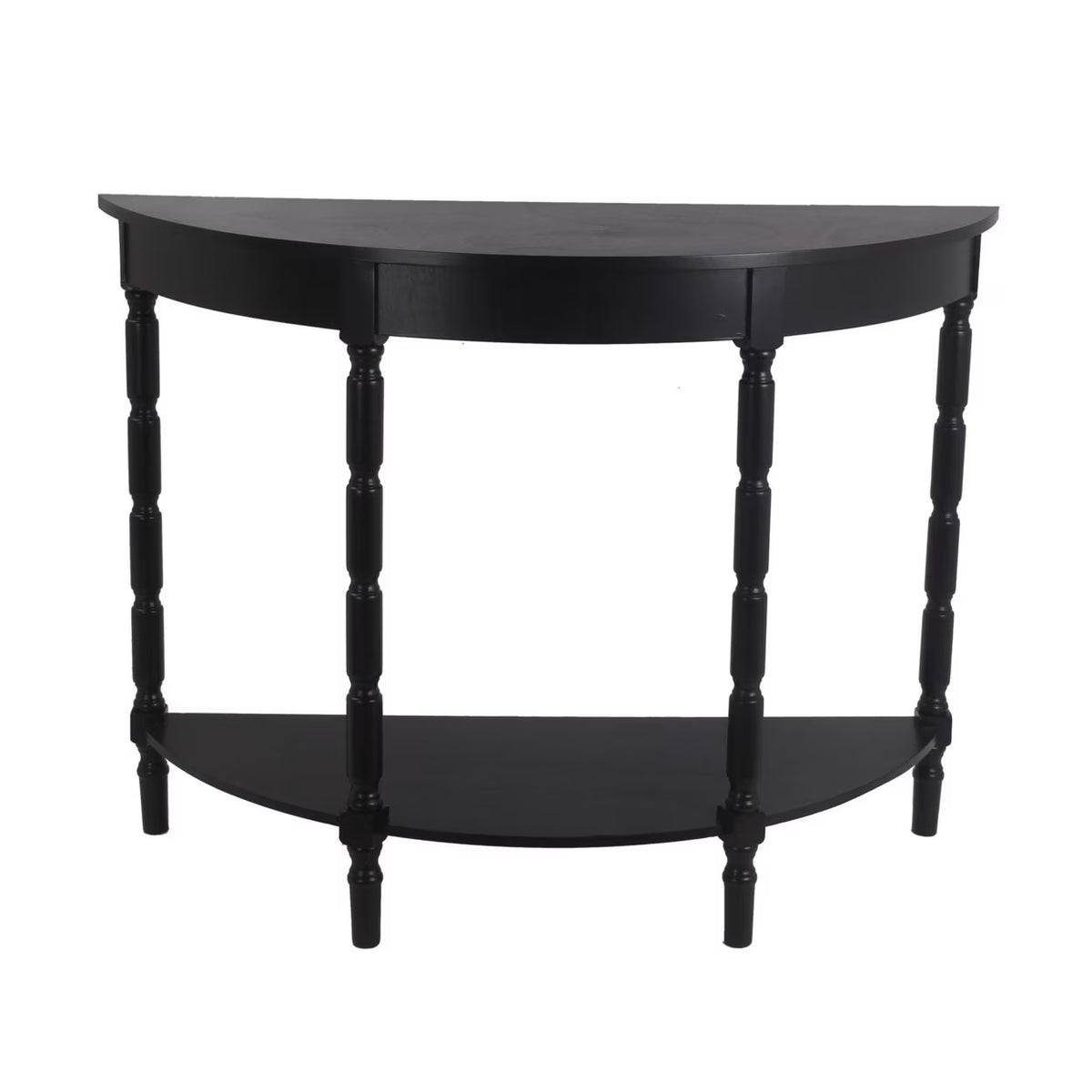 Gray Wooden Console Table with Open Shelf and Turned Legs H5277