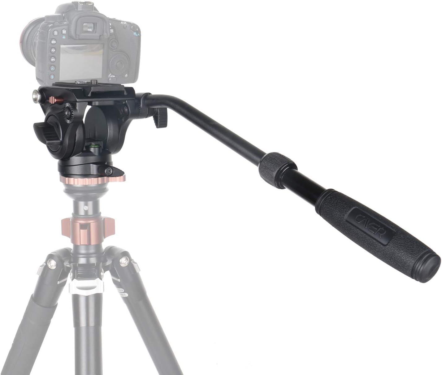 Video Fluid Head Tripod Pan Head with 60 mm Flat Base, 2-Section Pan Bar Handle, Sliding Plate, Max Loading 13.2LB, Pack of 2 W86143