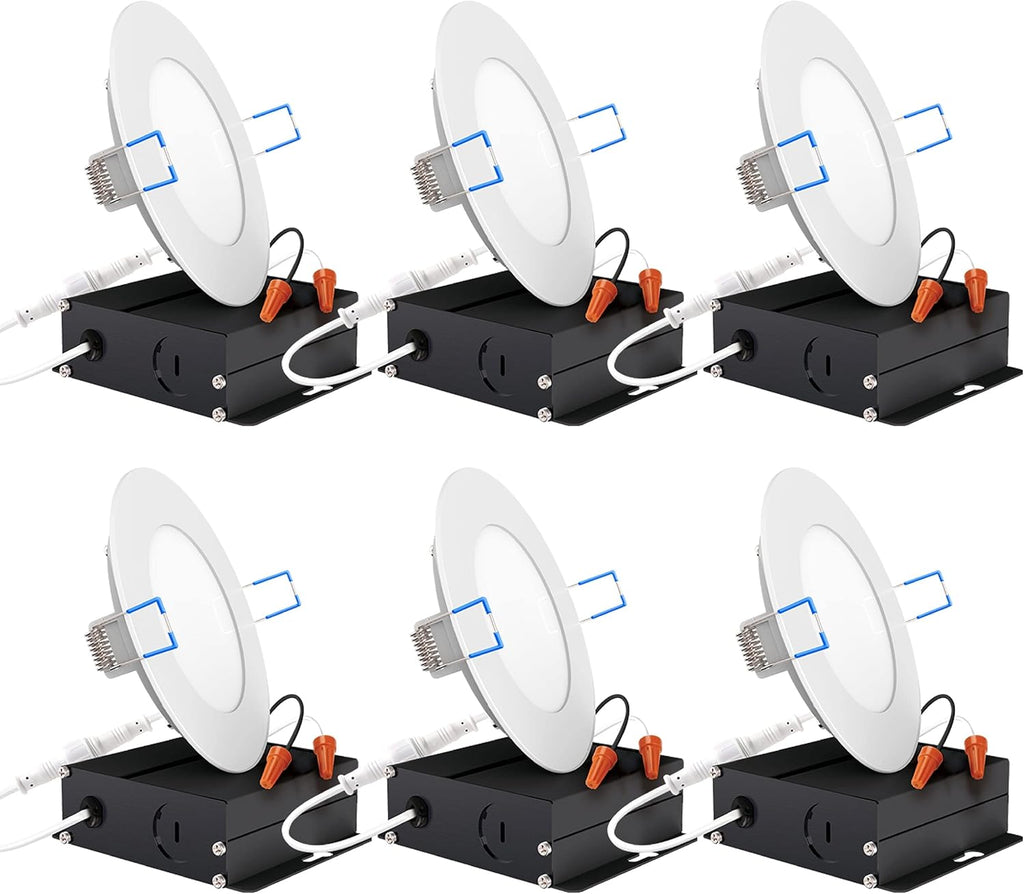 6 Pack 6 Inch Ultra Thin LED Recessed Ceiling Lights, 3000K Warm White, Dimmable 14W Q472