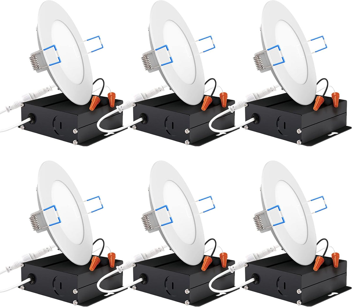 6 Pack 6 Inch Ultra Thin LED Recessed Ceiling Lights, 3000K Warm White, Dimmable 14W Q472