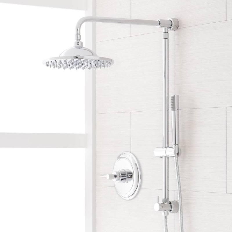 Chrome Shower System with Rain Shower Head and Hand Shower Z786