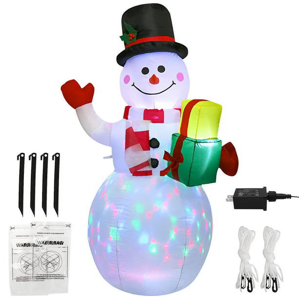 Snowman Christmas Inflatables with Rotating LED Lights J1206