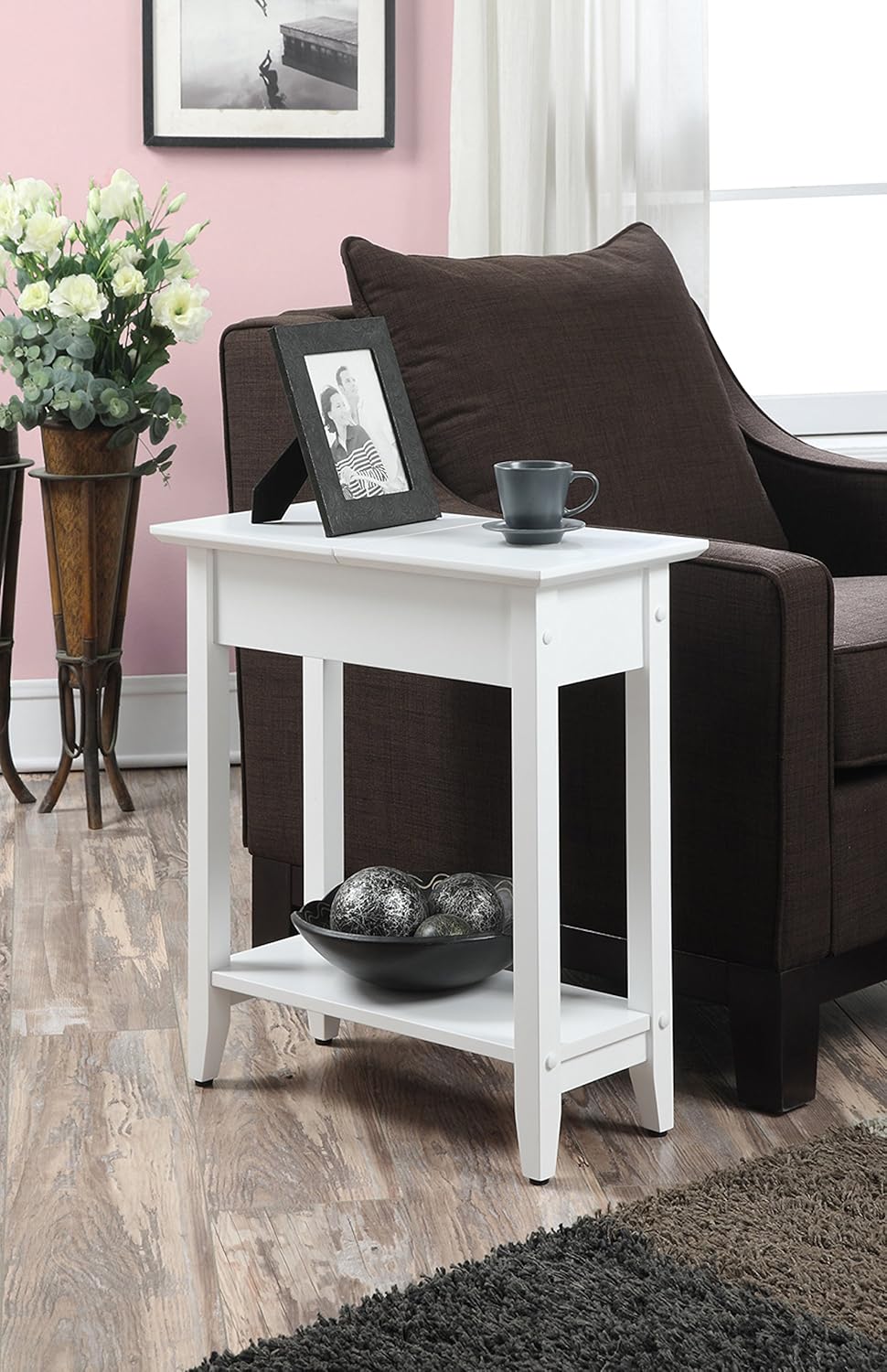White Flip Top End Table W612283