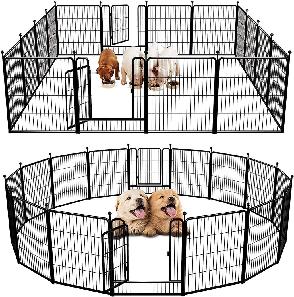 Dog Playpen 32-Inch Height Pet Fence Gate with Doors R838825