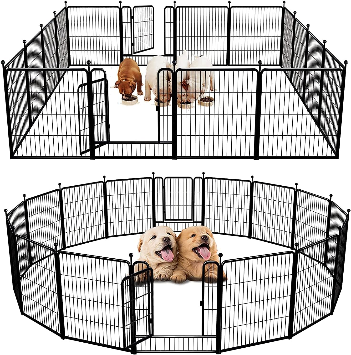 Dog Playpen 32-Inch Height Pet Fence Gate with Doors R838825