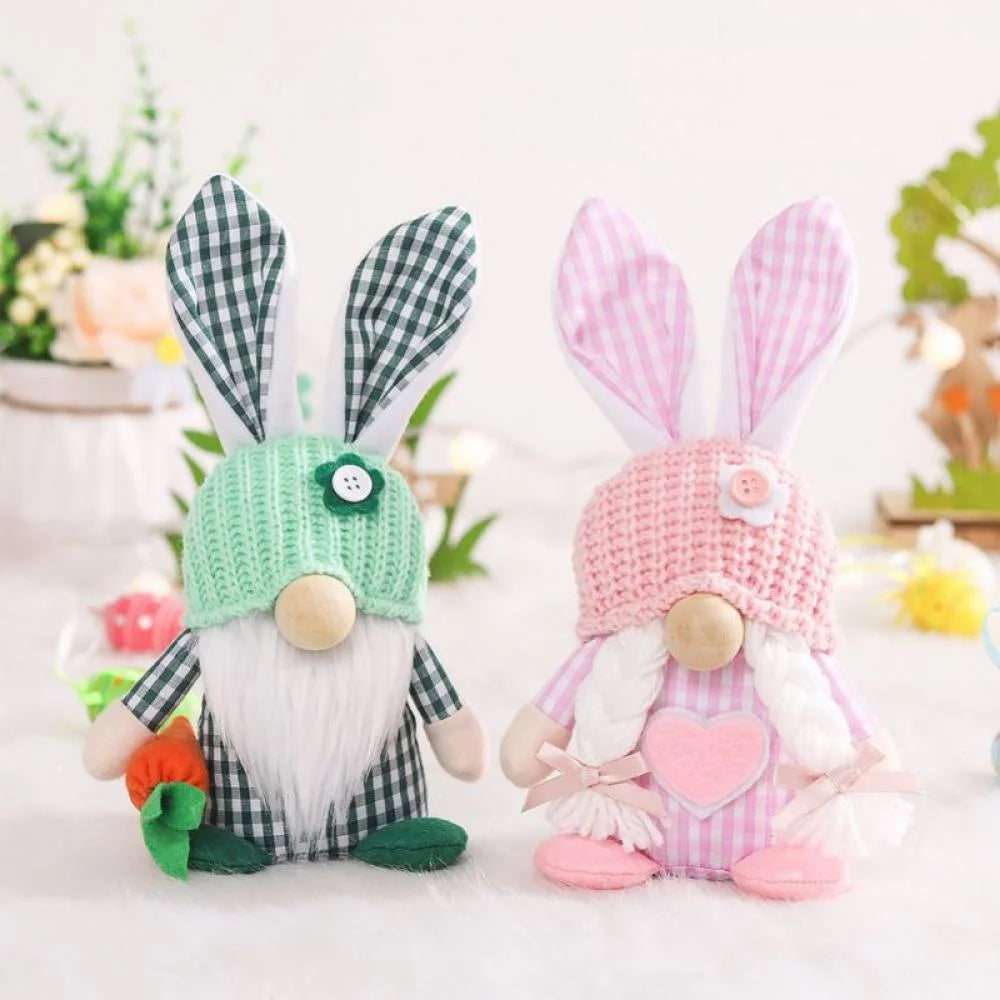1/2 Pcs Plush Easter Bunny Handmade Swedish Tomte Elf Stuffed Doll Rabbit Ornaments L40186