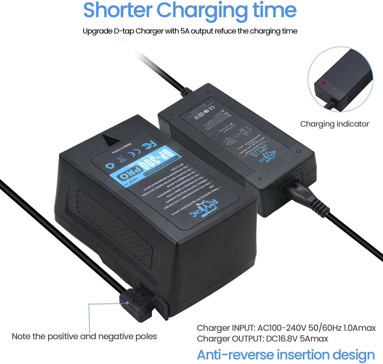 300Wh V Mount Battery with 5A Output D-Tap Charger and D-Tap Cable N14750