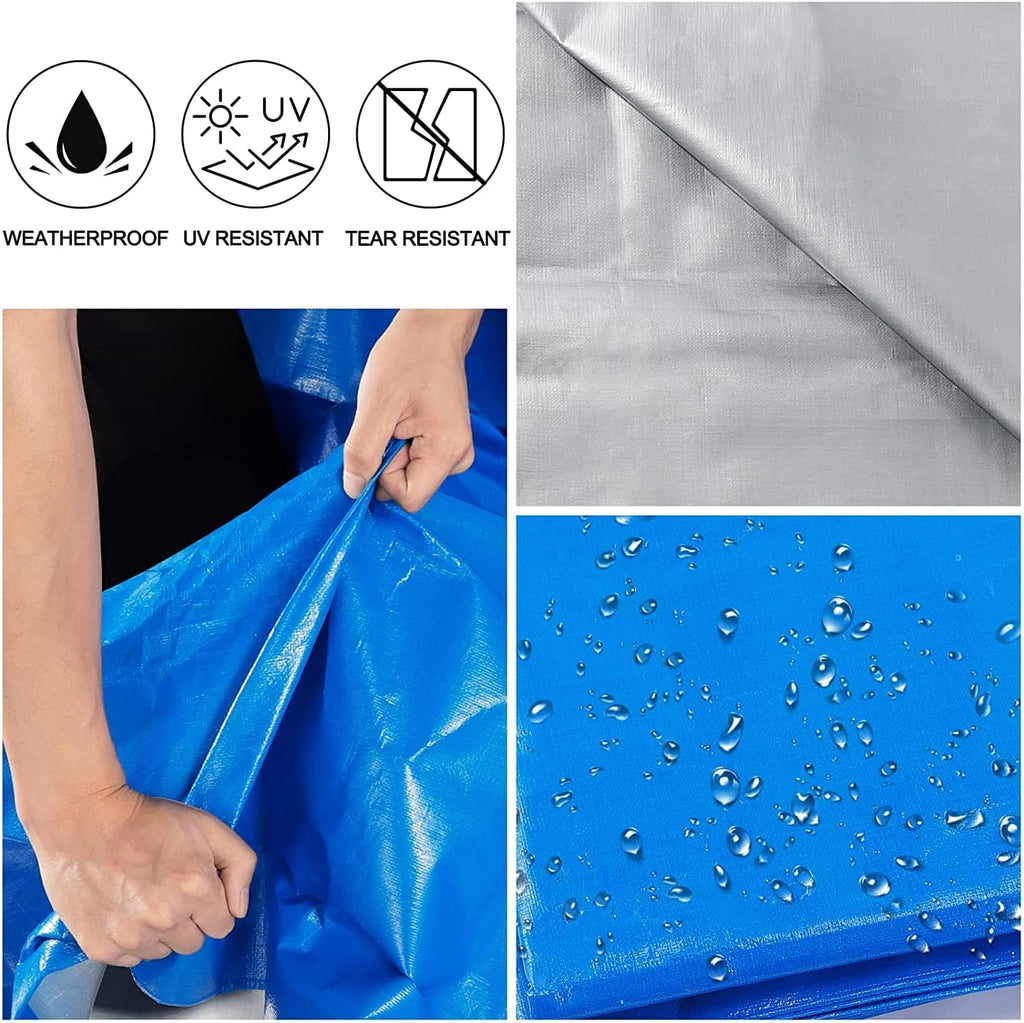 Blue Heavy Duty Waterproof 25x25 Tarpaulin with Metal Grommets D255787