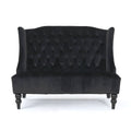 Black and Brown Tufted High Back Loveseat H54894