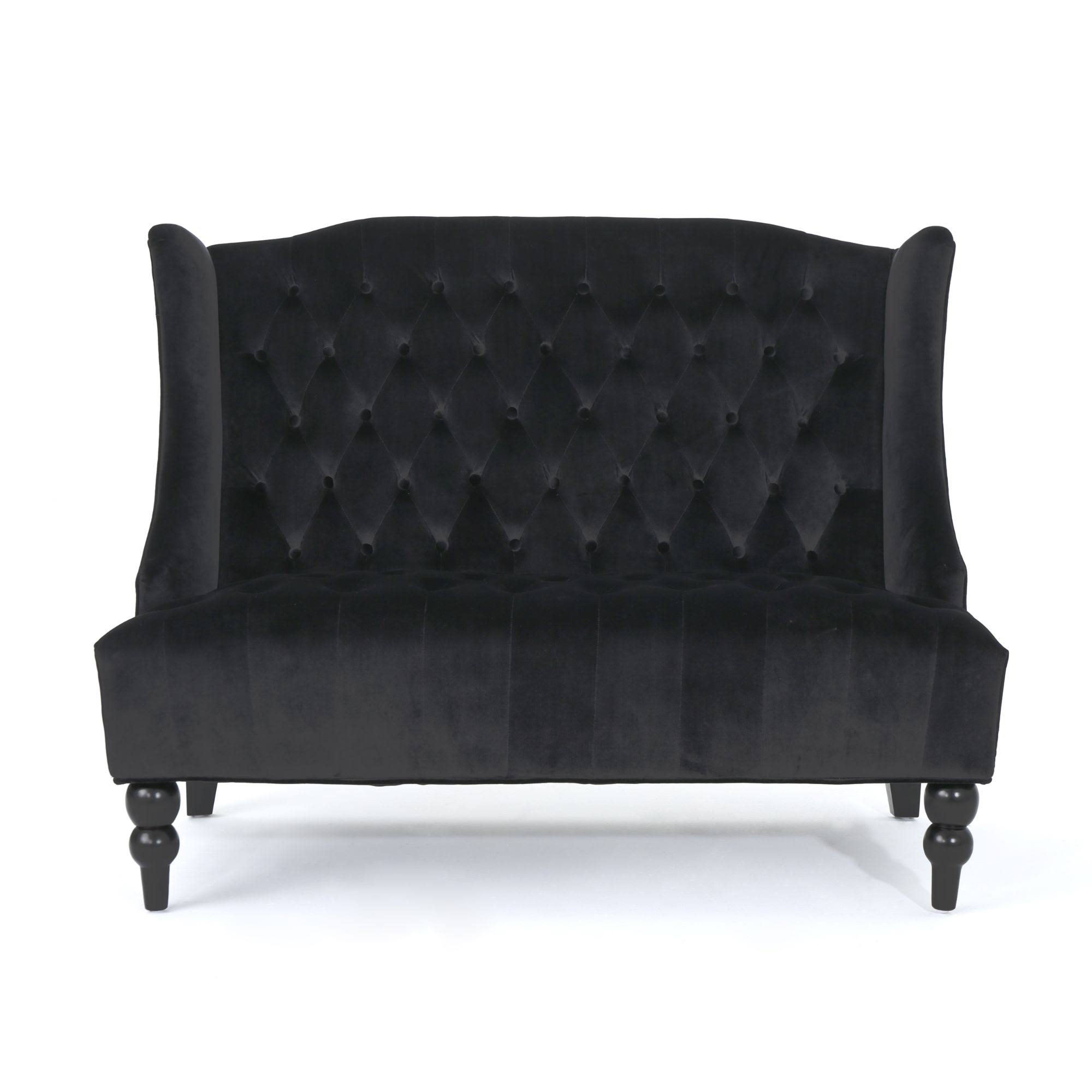 Black and Brown Tufted High Back Loveseat H54894