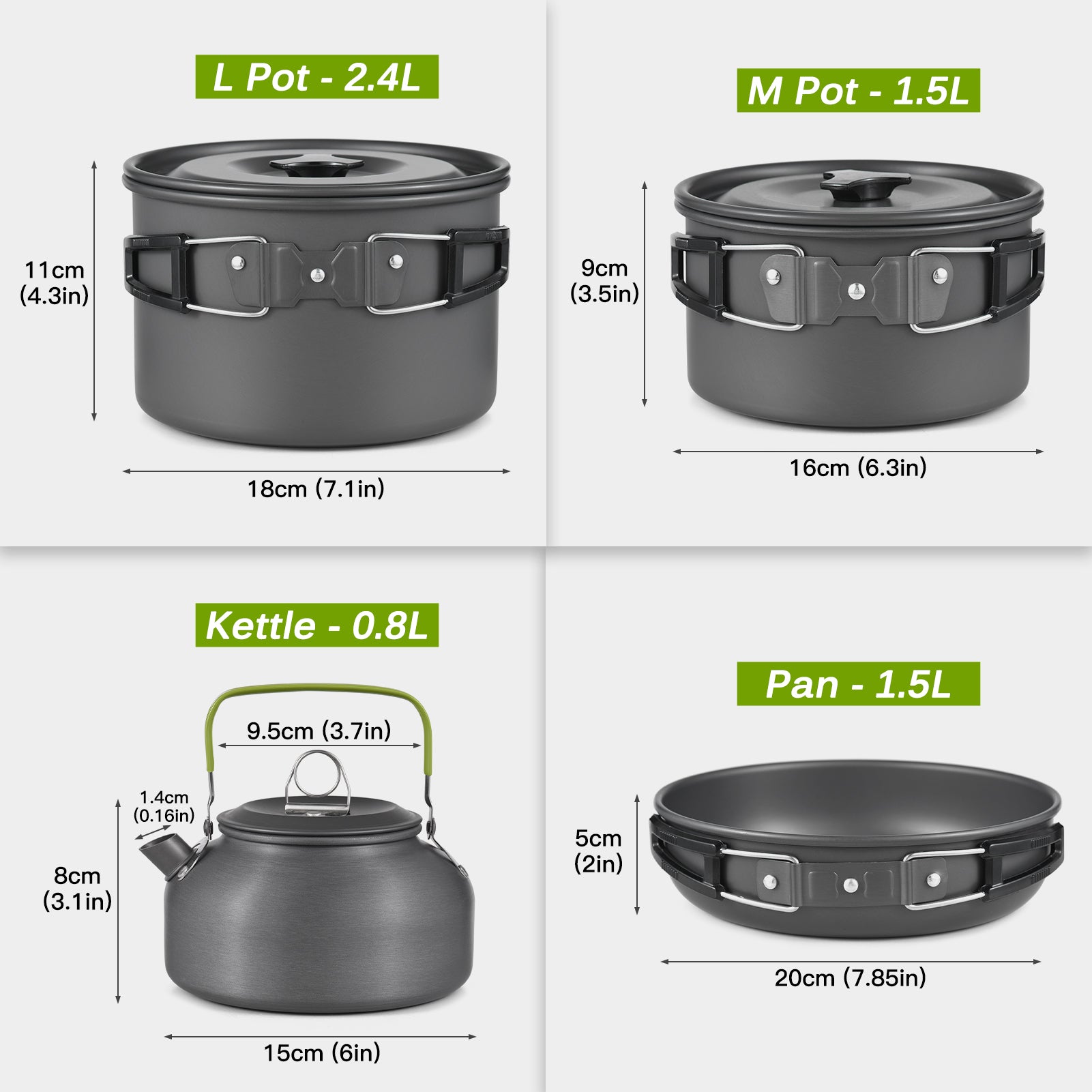 Collapsible Bowl Pan Knife Fork Cookware Utensils Kit C430
