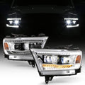 Chrome LED DRL Sequential Signal Dual Projector Headlights W1066