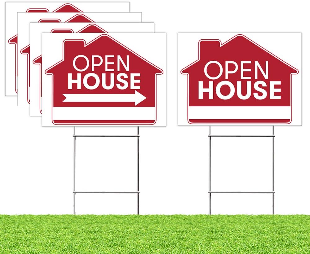 Red Double Sided Property Yard Sign Bulk Pack of 2 with H Wire Stakes I818