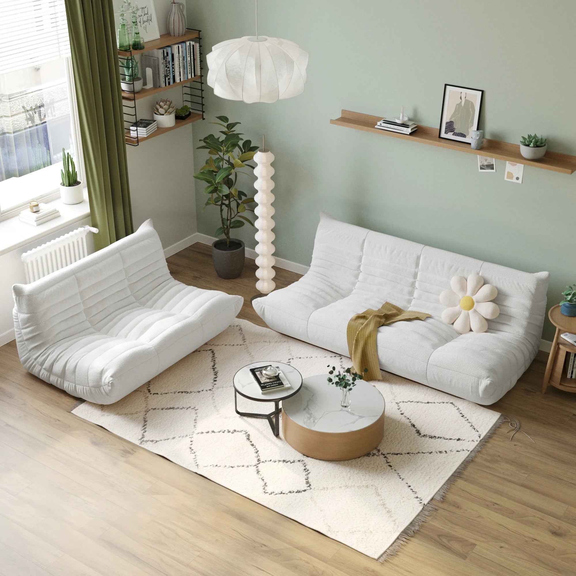 Red Teddy Fabric Sofa Set S1183
