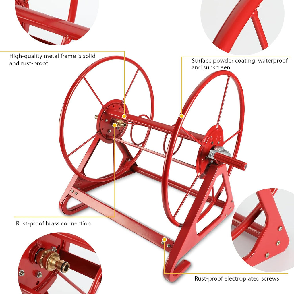 Heavy Duty Wall Mounted Garden Hose Reel Holder for 200 FT 3/4 Inch Hose M957114